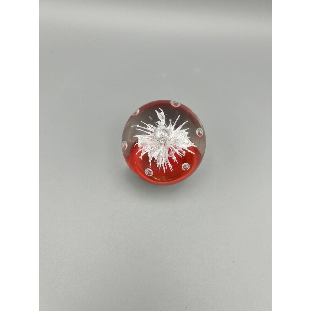 Vintage Art Glass Dynasty Gallery Heirloom Paperweight Red With Bubble Burst